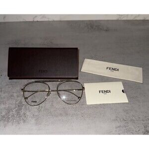 FENDI Aviator Eyeglasses FF0352 J5G Gold 56mm - $460 Retail